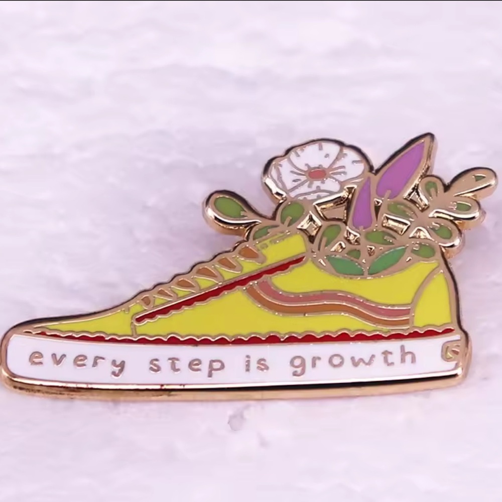 Inspirational Pin, Every Step Is Growth Metal Pin, Converse Shoe Pin